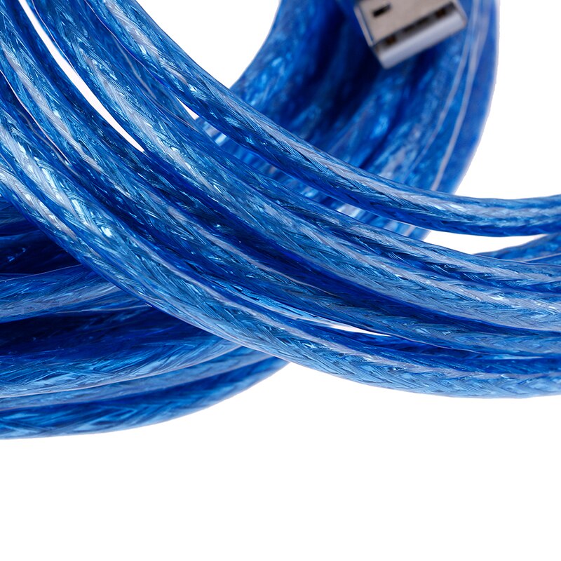 Kabel 0.3m, 1.5m, 3m ,5m,10m transparante blauwe usb 2.0 verlengkabel datalijn mannelijk naar vrouwelijk