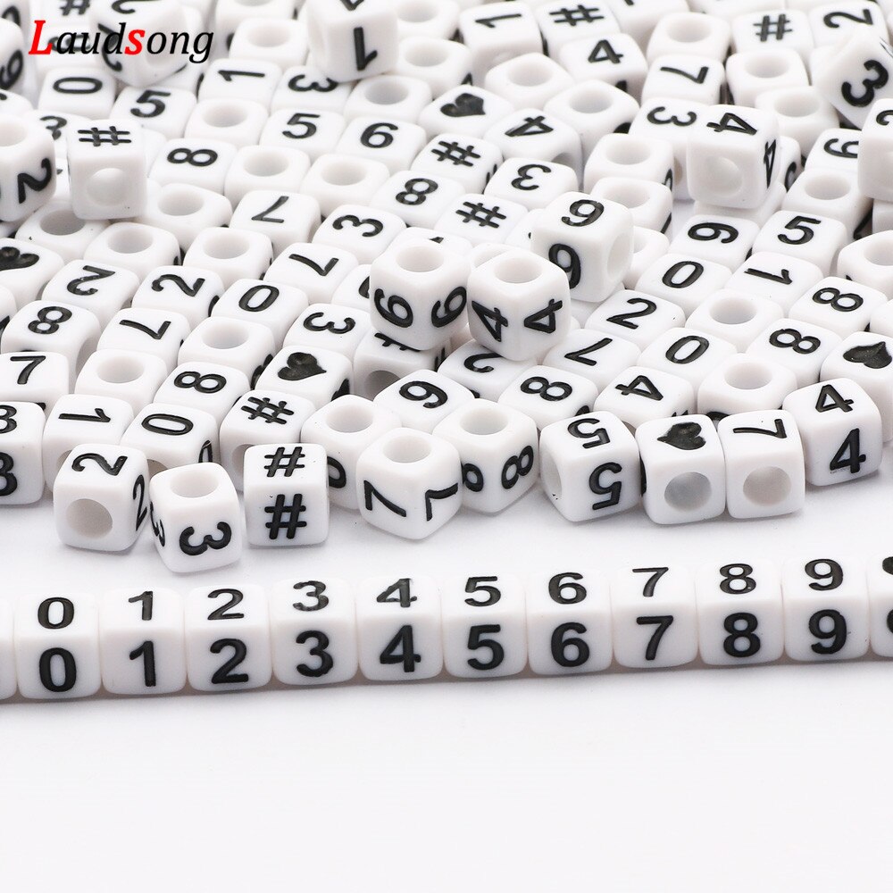 Mieszane numer serca listu akrylowe koraliki 6mm kwadratowy odstępnik luźne koraliki robić tworzenia biżuterii Wykonany ręcznie Diy bransoletka naszyjnik