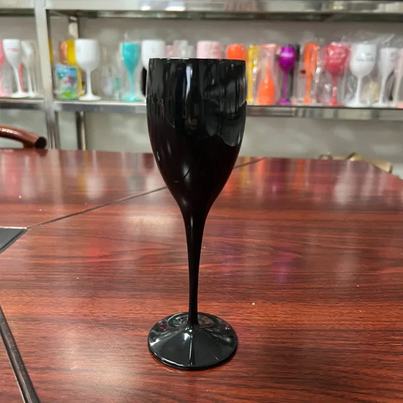 1 PC Moet Champagne Flutes Glasses PP Plastic Wine Glasses Dishwasher-safe White Acrylic Champagne Glass Transparent Wine Glass: black