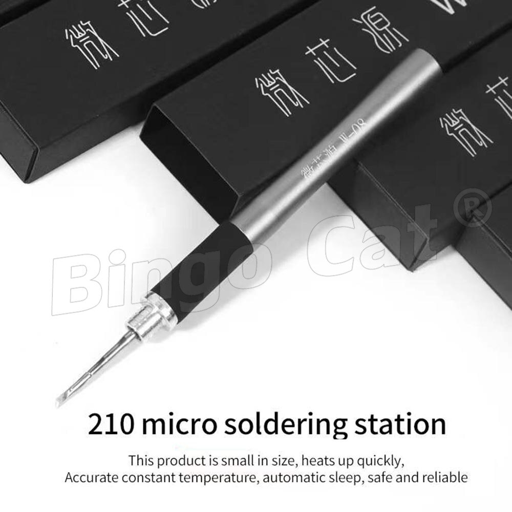 W-08 inalámbrico Micro soldador C210, puntas de hierro para soldadura, interfaz tipo C, fuente de alimentación, aumento rápido de temperatura, herramientas de reparación