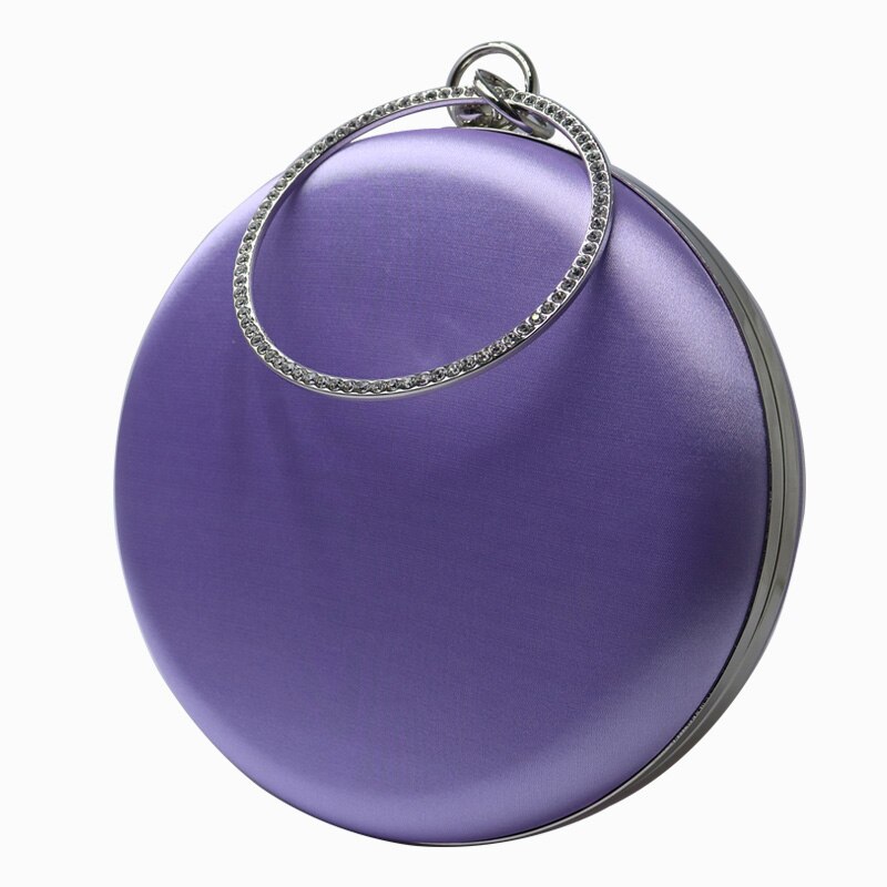 Royal Nightingales Ronde Vorm Harde Box Clutch Zijde Satijn Party Party Purse Evening Clutch Tassen Heldere Paars Rood Groen: Bright Purple