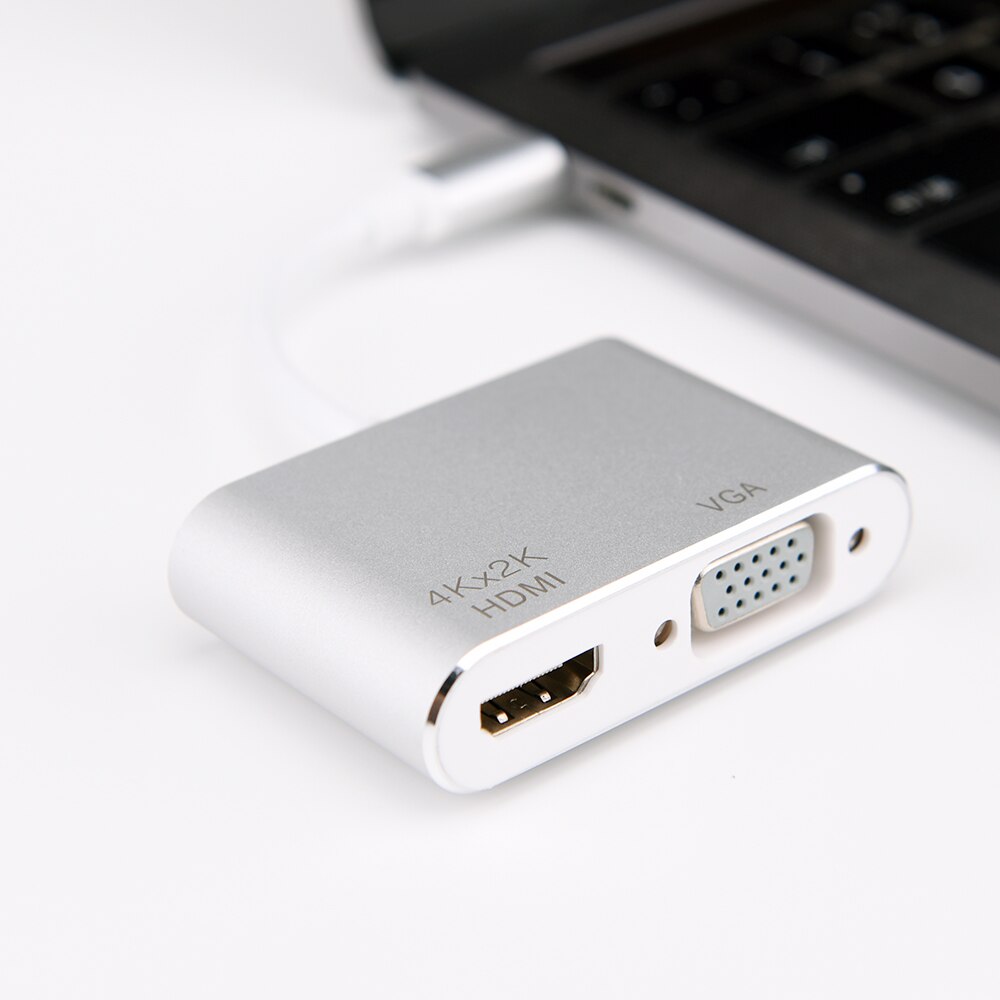 Usb C Usb 3.1 Type C Naar Hdmi Vga 2 In 1 Aluminium 4K * 2K Adapter