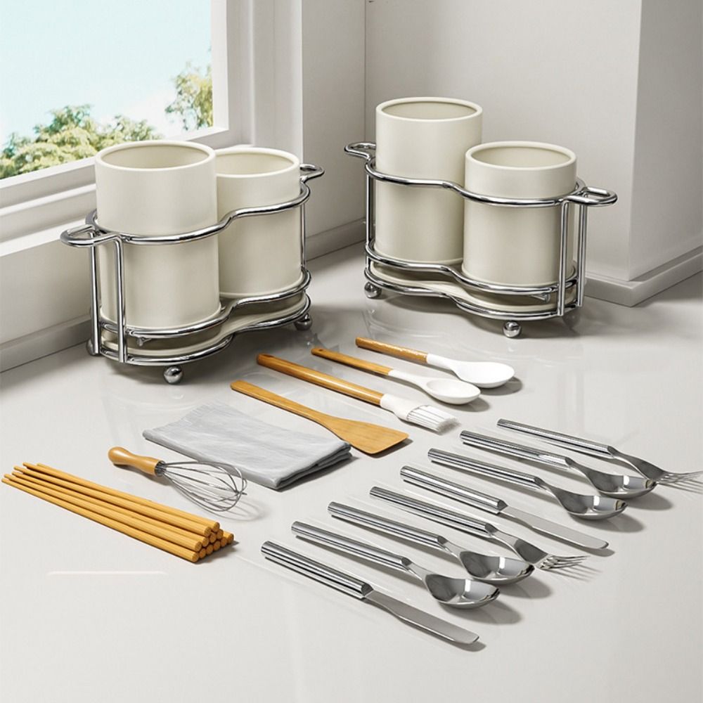 Soporte multifuncional para utensilios de cocina, estante de almacenamiento de cubiertos a prueba de herrumbre de gran capacidad, soporte escurridor ahorrador de espacio para restaurante