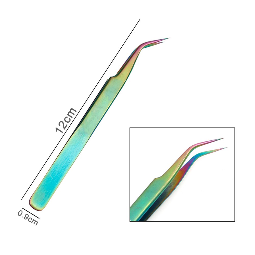 Lash Eyebrow Tweezers Eyelash Extension Colorful Nails Decor Picker Stainless Steel Superhard Tweezers Manicure Makeup Nail Tool: 2