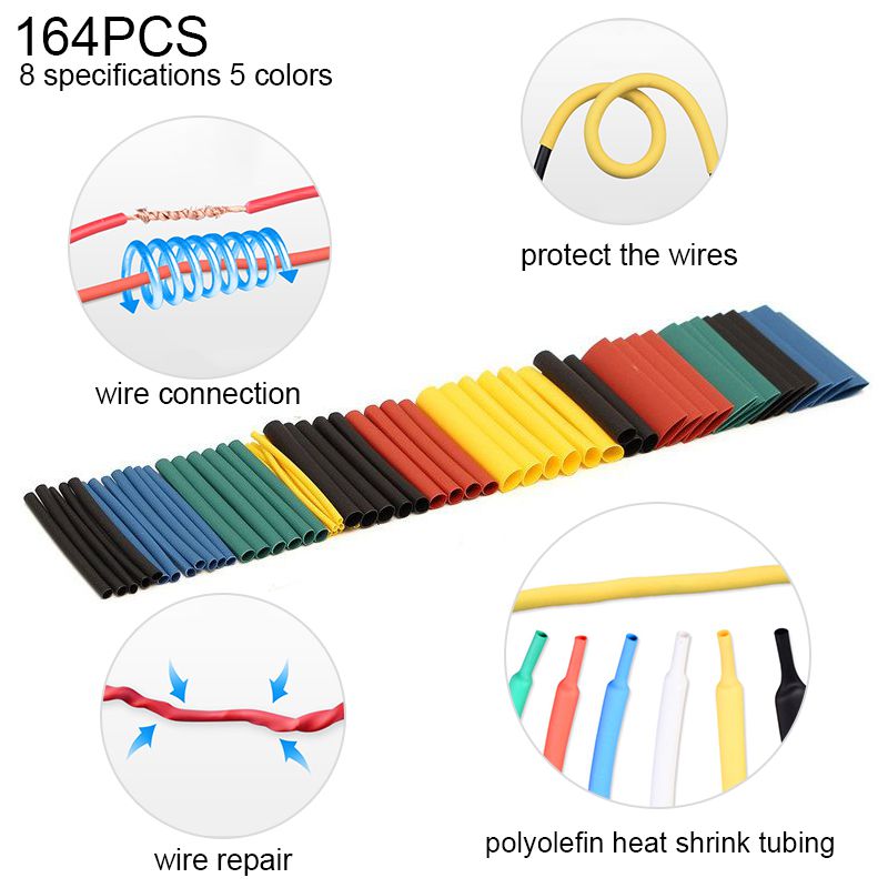 164 pcs Set Polyolefine Krimpen Diverse Krimpkous Draad Kabel Geïsoleerde Sleeving Tubing Set CLH Gereedschap Krimpkous