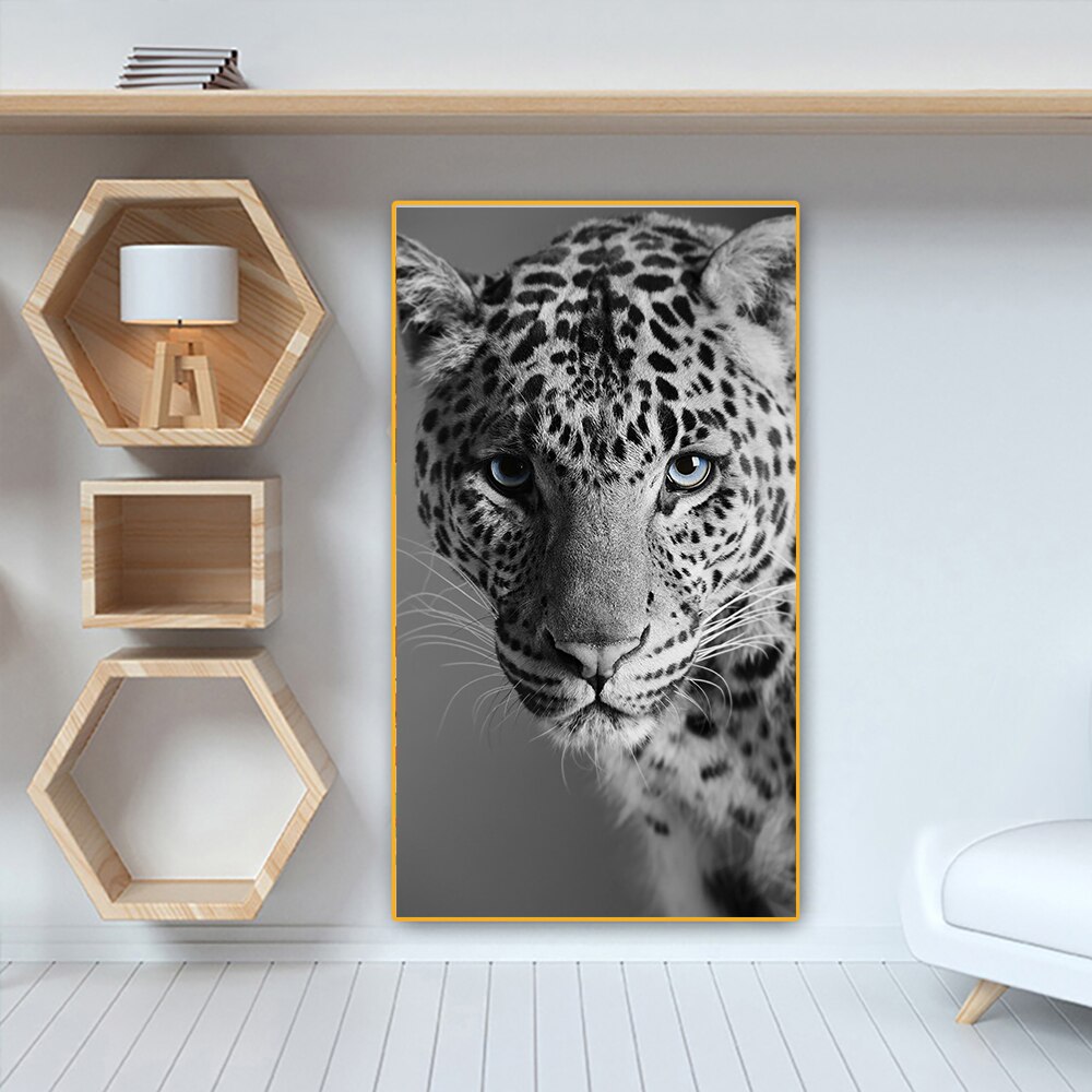 Preto e branco leopardo pantera na parede arte cartazes e impressões animais pantera arte imagens para sala de estar cuadros