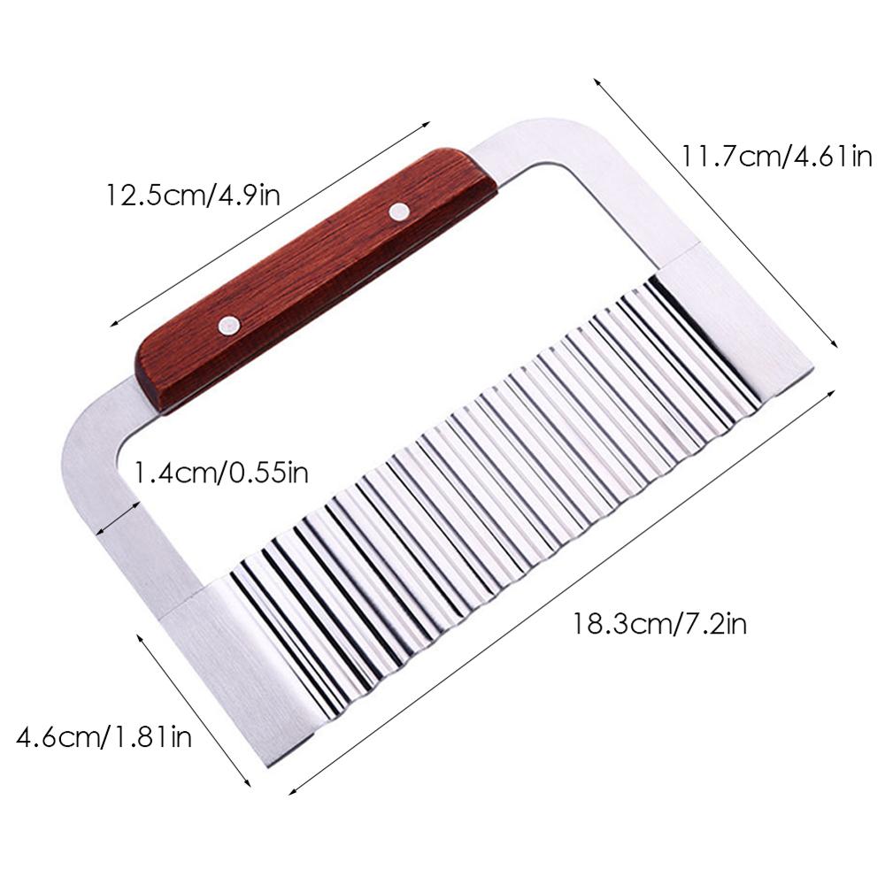 Hardwood Handle Crinkle Wax Vegetable Soap Cutter Fruit Wavy Slicer Stainless Steel Potato Cucumber Carrot Waves Cutting Slicer