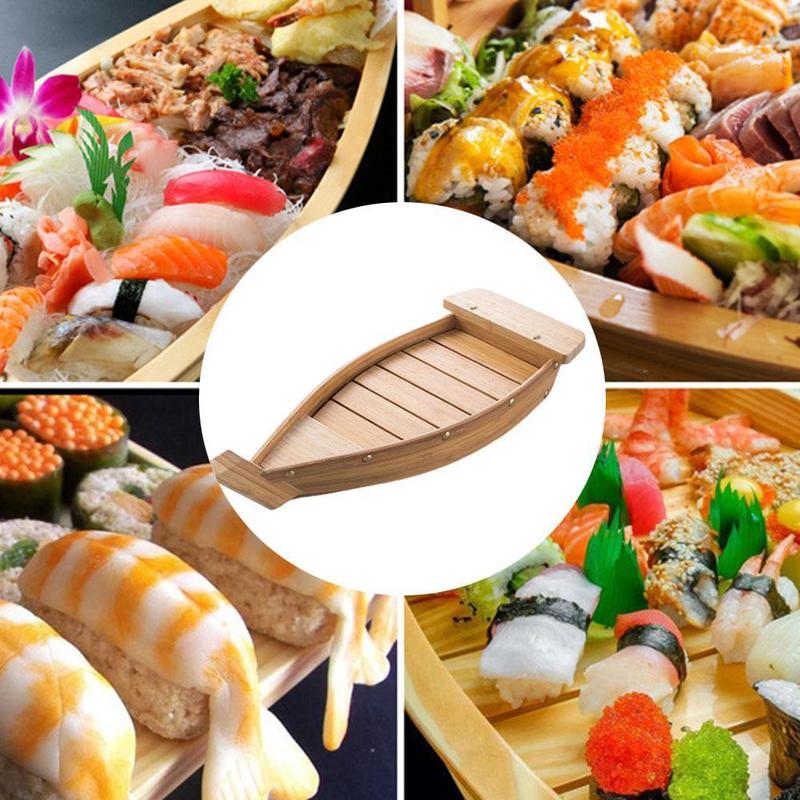 Botes de Sushi de cocina japonesa, utensilios de cocina, decoración surtida sencilla Sashimi, modelo de barco de madera hecho a mano, bandeja de almacenamiento de alimentos, estuche