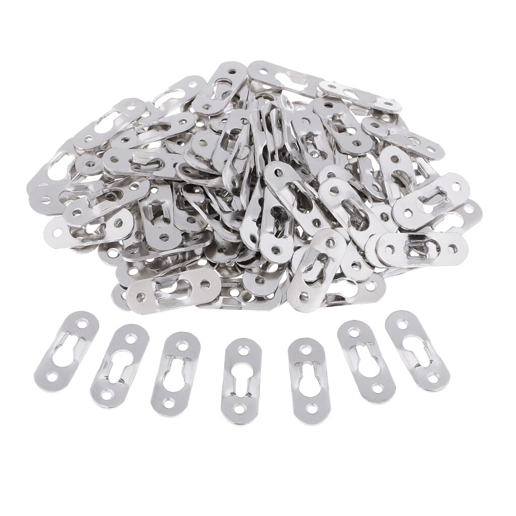 100 Pcs Sliver Heavy Duty Keyhole Hangers Photo Frame Hook Picture Hangers