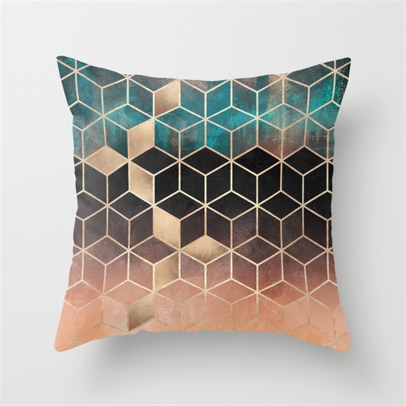 Bedst sælgende eksplosion polyester stof simpelt geometrisk billede pude sæt hjem hotel bilsæde dekoration ryg pudebetræk ..