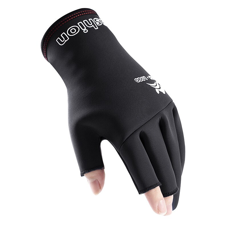 Nouveaux gants demi-doigt hommes pêche en plein air conduite gants équitation sport trois doigts gants antidérapants: Black / XL
