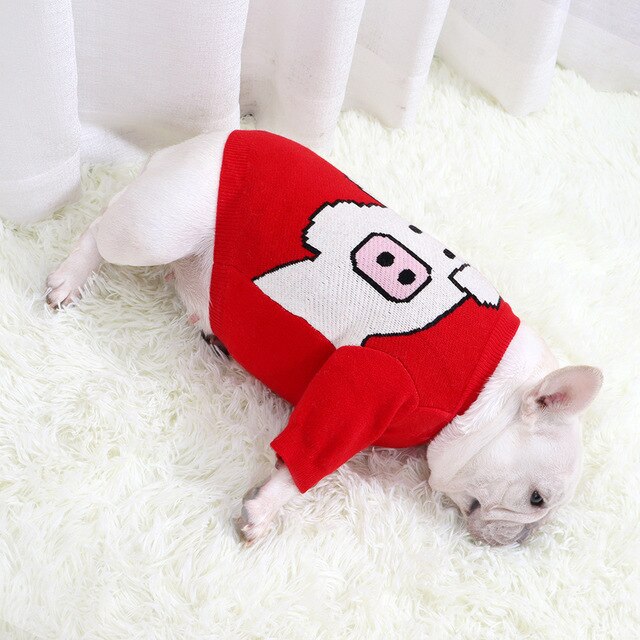 Pet clothes autumn/winter sweater sweater pitbull pug fat dog short body stretch red piglet small dog costume
