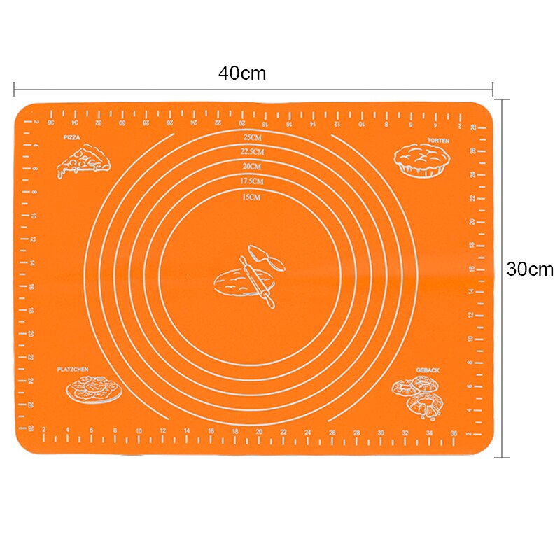 Tapis de cuisson anti-adhésif épais en silicone,accessoire de cuisine, ustensile de cuisson, outil de pâtisserie, pour rouler pâte, revêtement pour gâteau: Orange 40x30