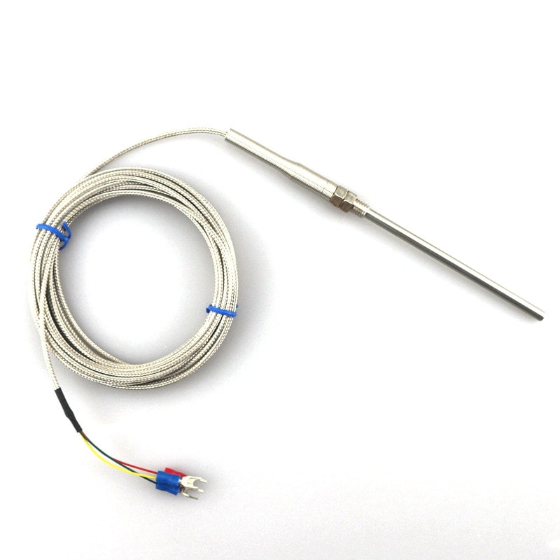 PT100 probe 2m RTD Cable Stainless Probe 100mm 3 Wires Temperature Sensor -50 C to + 400 C