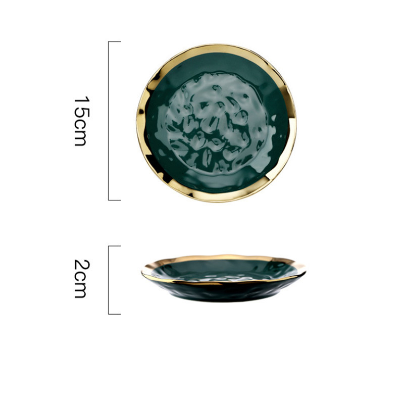 Ceramic Dark Green Glaze Dinner Plates Bone China Dinnerware Dessert Salad Serving Plate Rice Soup Bowls Kitchen Tableware: 6 inch plate