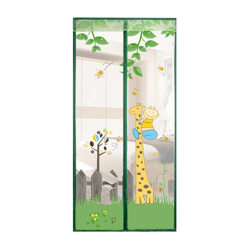 Schattige giraf anti-muggen dichter stofdicht magnetisch gordijn klittenbandsluiting deurgordijn zomer slaapkamer transparant gordijn
