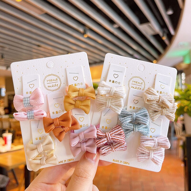 10 pz/lotto Bowknot accessori per capelli per bambini principessa ragazze Solid Dot fascia per capelli copricapo bambini corde per capelli elastici copricapo