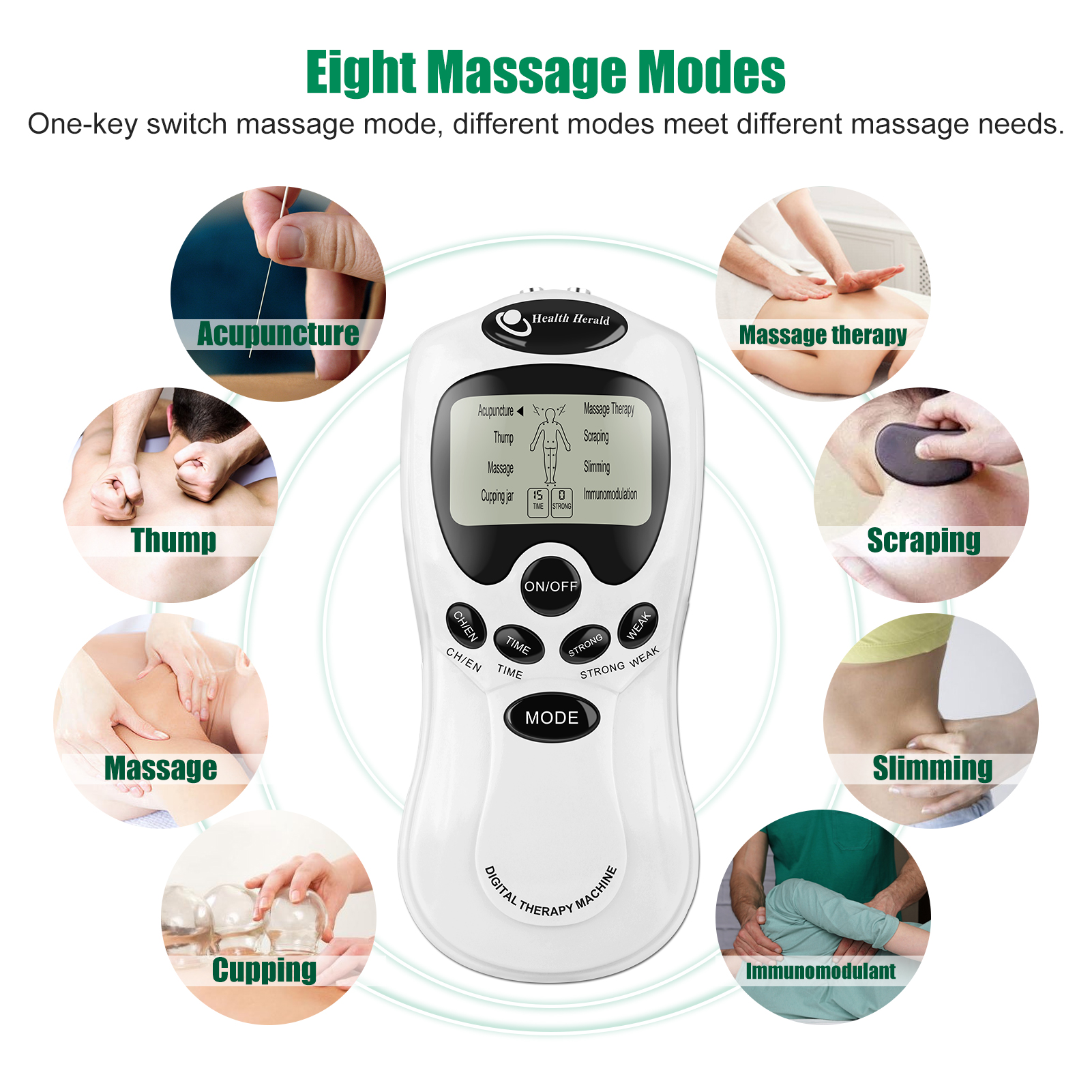 Fysioterapi tens muskelstimulator elektrisk ems akupunktur kropsmassage digital terapi slankemaskine elektrostimulator