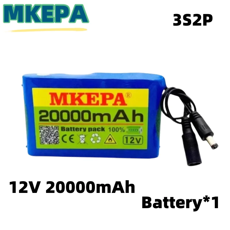 3S2P 12V 20000mAh battery 18650 Li-ion 20.0Ah Rechargeable batteries with BMS Lithium Battery packs Protection Board +Charger: Gold