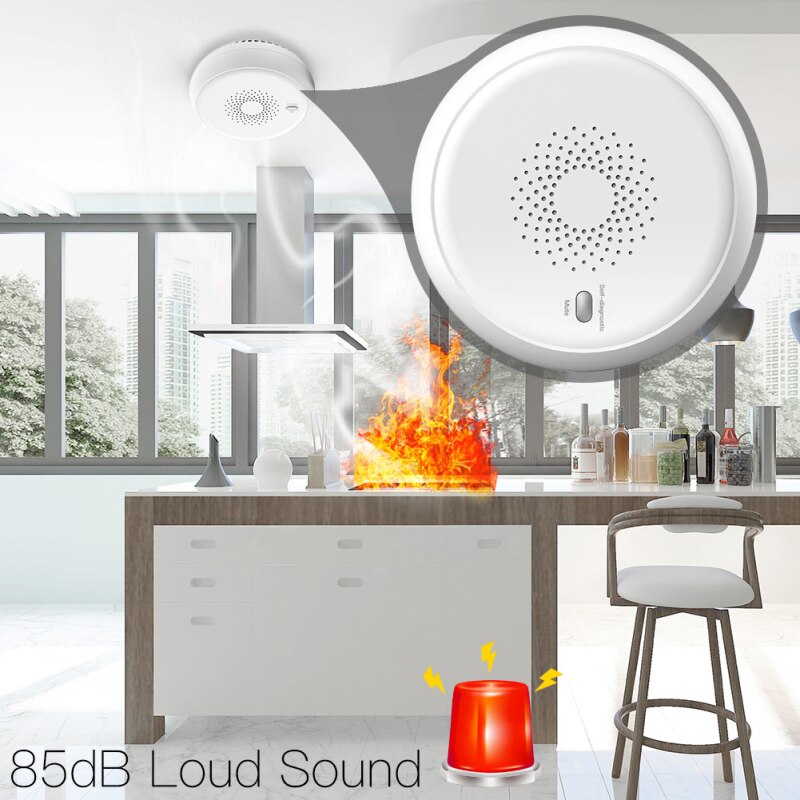 Tuya Zigbee Smart Smoke Detector App Remote Control Real-time Voice Alarm Prompt Smart Smoke Sensor Home Security System