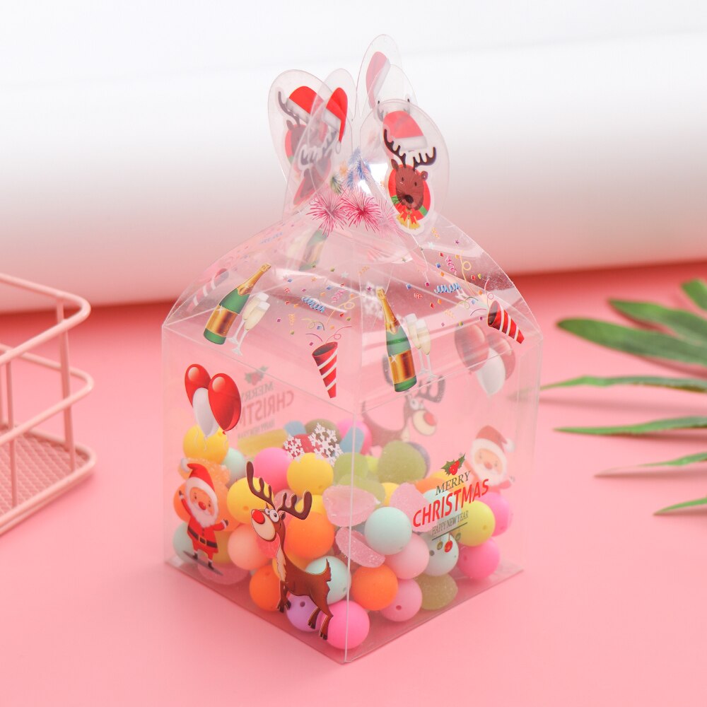 1 Pza PVC caja de dulces transparente muñeco de nieve alce Reno manzana cajas Navidad decoración embalaje suministros para fiestas