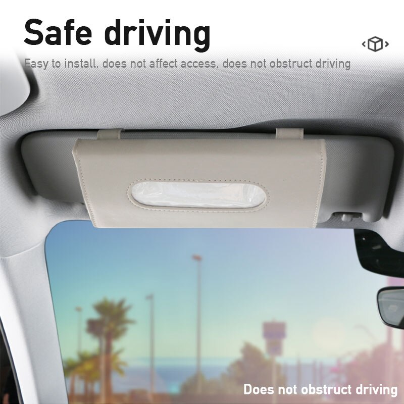 Artificial Leather Car Tissue Bag Hanging Napkin Case Universal Auto Sun Visor Paper Towel Holder Sunshade Tissue Box Accessori