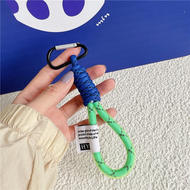 Fluoreszierende geflochtene Schlüsselband Universal- keychain Schlüsselband für schlüssel kurze Lanyards ornamente für taschen seil anhänger telefon charme: Blau