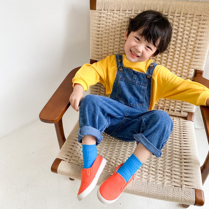 Baby drenge piger denim overalls børn jeans lange bukser småbørn spædbørn jumpsuit efterårstøj børn bukser