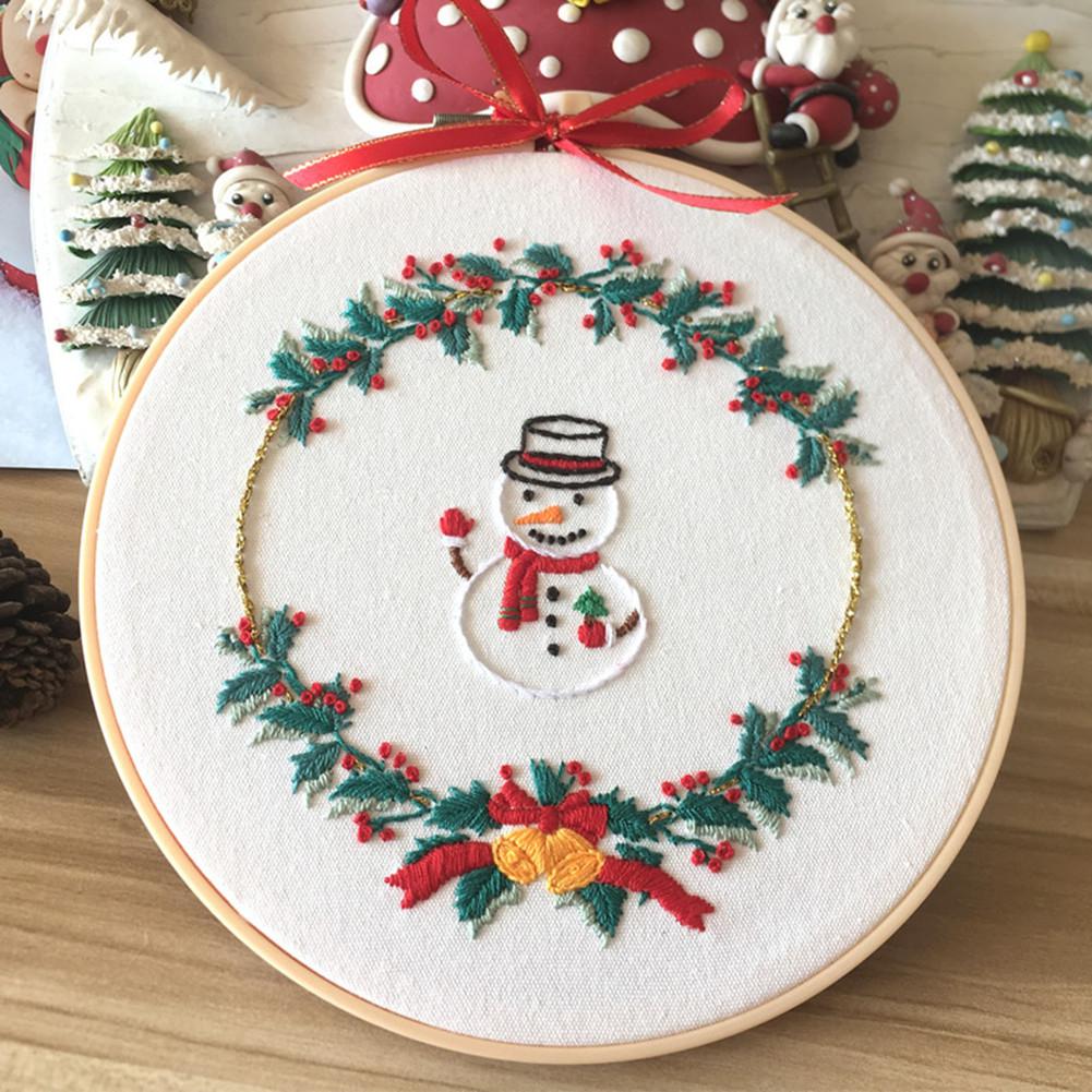Diy Christmas Embroidery for Beginners Adults Cross Stitch Patterns Starter Kits with Embroidery Hoop