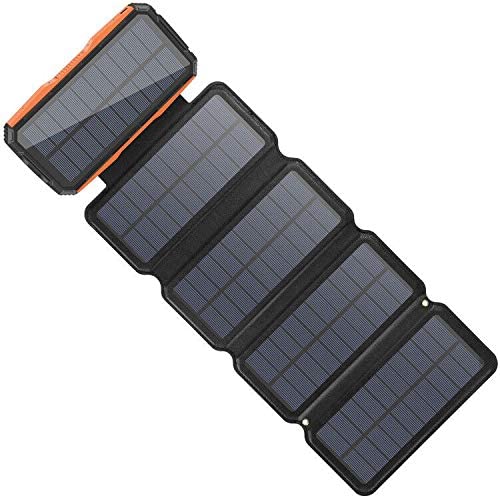 Solar Charger 26800mAh PD Portable Power Bank 5 Panels 7.5W High Efficiency With Ultra Bright 60-LED Panel Light and Flashlight: 5 Panels Orange