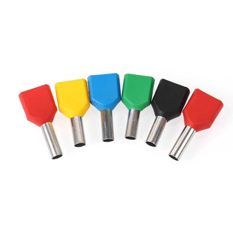 100pcs double pipe insulated cold-press terminal Needle end Multicolor optional TE1012