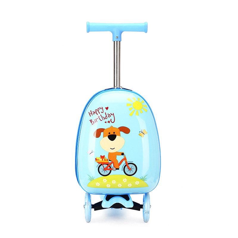 Maleta de patinete para niños con ruedas, bonita maleta de viaje portátil, equipaje de transporte, monopatín, cubierta de carrito perezosa de dibujos animados