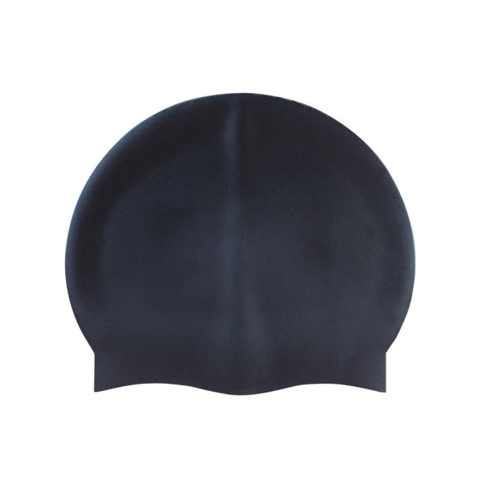 Cuffia da piscina impermeabile per capelli lunghi da donna cuffie da nuoto per adulti cuffie da nuoto proteggi l'orecchio cappello da immersione in silicone Badmuts di grandi dimensioni: nero