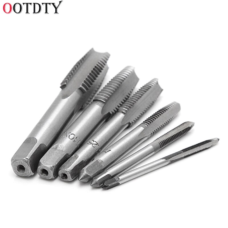 Ootdty 12 st handskruv gängkranar trådklappande skruvmejselbit  m3/m4/m6/m8/m10/m12 kranuppsättning passar handtag diy verktygstillbehör