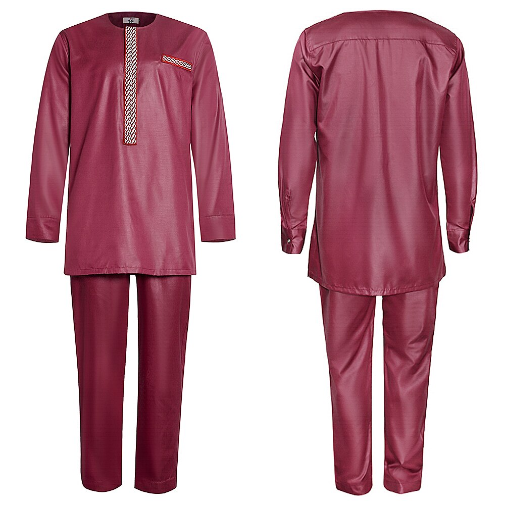 H &amp; D 2022 Mannen Afrikaanse Outfit Traditionele Lange Mouw Broek Set Dashiki Geborduurde Dashiki Tops Broek Pak Bruiloft party