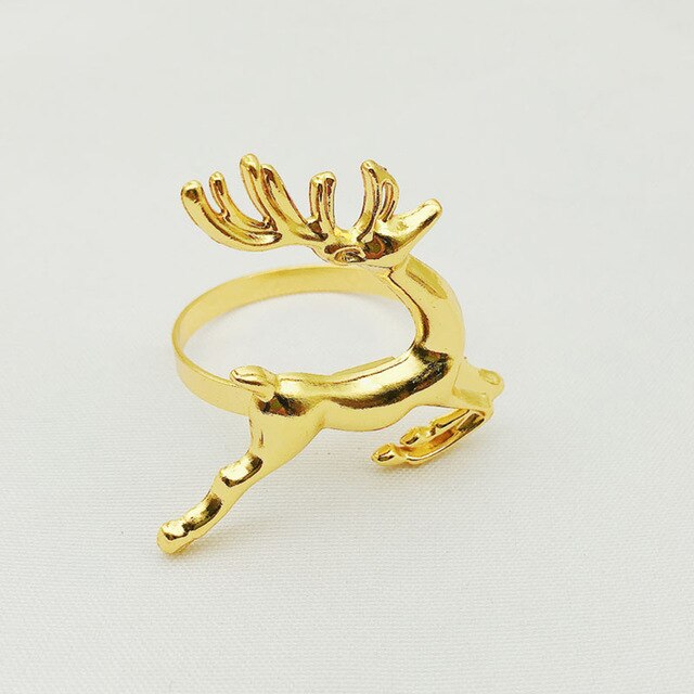 Metal Christmas Tree Napkin Rings Bow Flower Wreath Mouth Ring Wedding Banquet Hotel Table Supplies Circle Decoration: 2