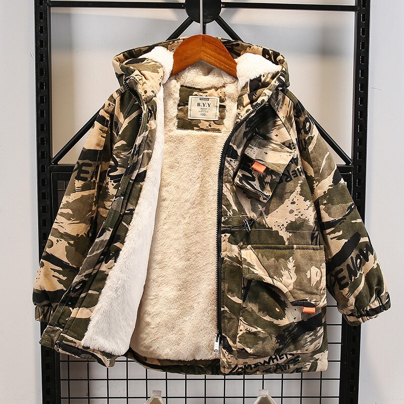 Neue Winter Jacke Jungen Baby Camouflage dicke Koreanische baumwolle gefütterte Kinder Mäntel Kinder Winter Jacke BT033