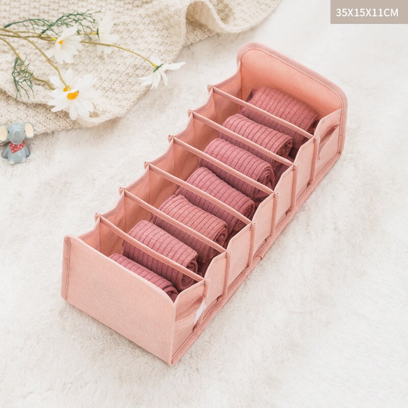 Bra Storage Drawers Panties Socks Ties Drawer Divider Closet Cabinet Wardrobe Organizer Home Foldable Clothes Organizer: Pink socks