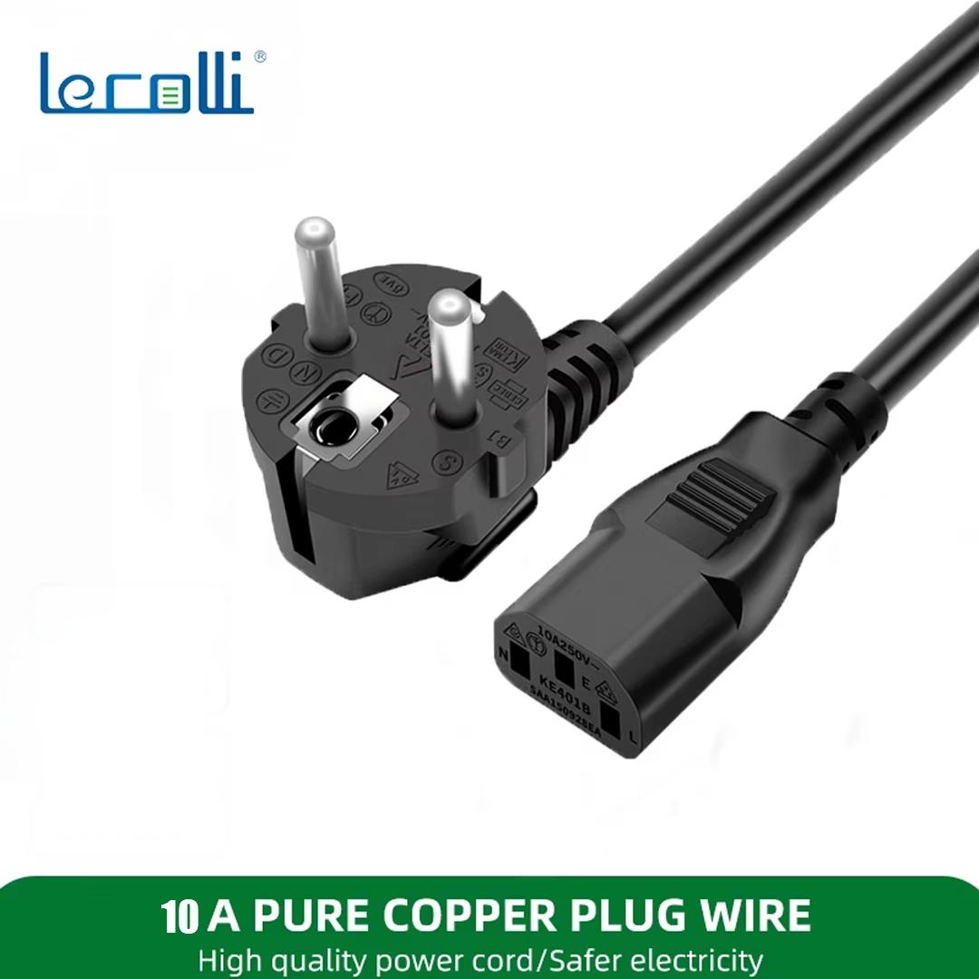 Eu universal three core pure copper power cord DC electrical charging adapter Computer host display cable connector