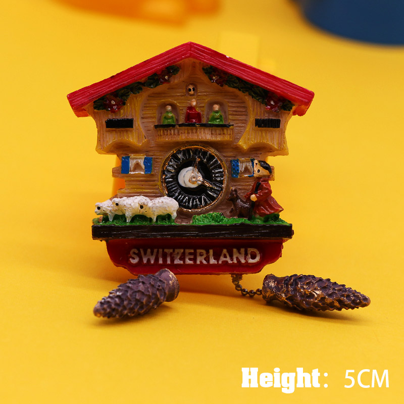 Swiss sheep refrigerator magnets handmade 3D home kitchen decoration Swiss tourist souvenirs coogoo bell model magnets hand-painted tourist swiss souvenirs Painted refrigerator sticker home decoration: sheep