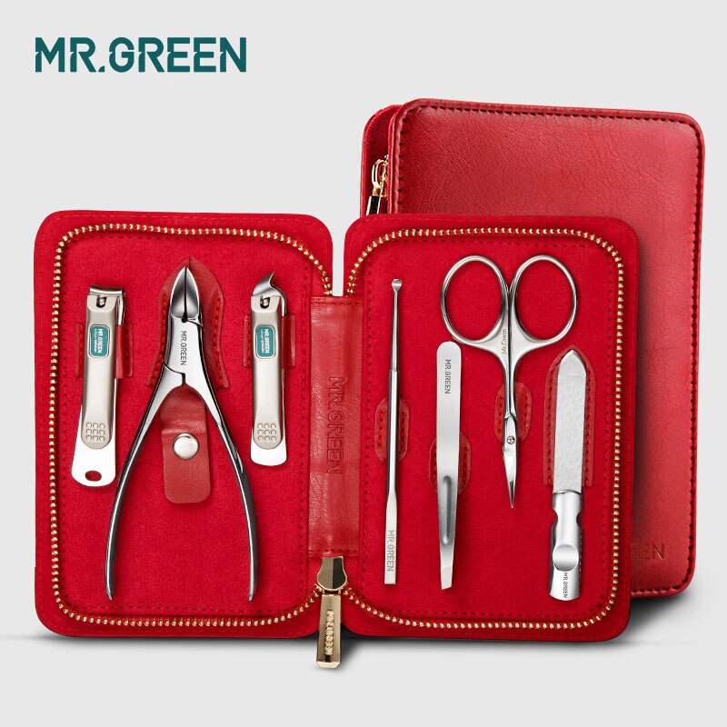 MR.GREEN 7 in1 Manicure Set Stainless Nail Care Set Nail Clippers Cuticle Utility Manicure Set Tools Nail Clipper Grooming Kit: Default Title