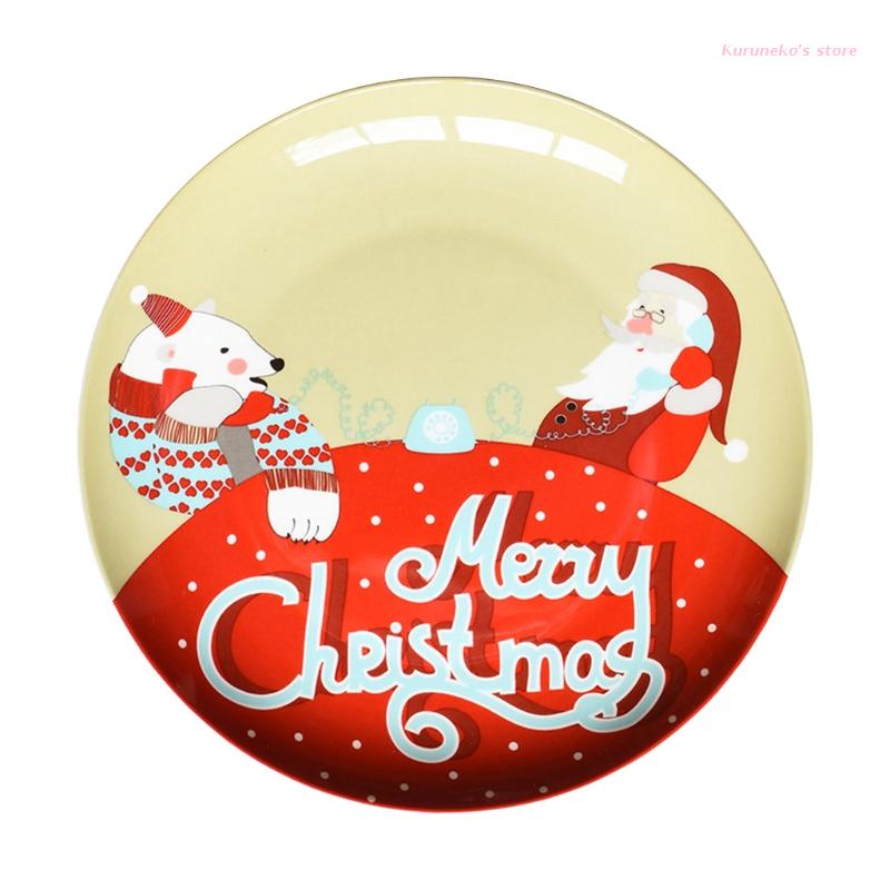 Christmas Style Porcelain Material Dinner Plate Snack Dessert Dinnerwares Appetizers Dish Perfect for Housewarming: bless