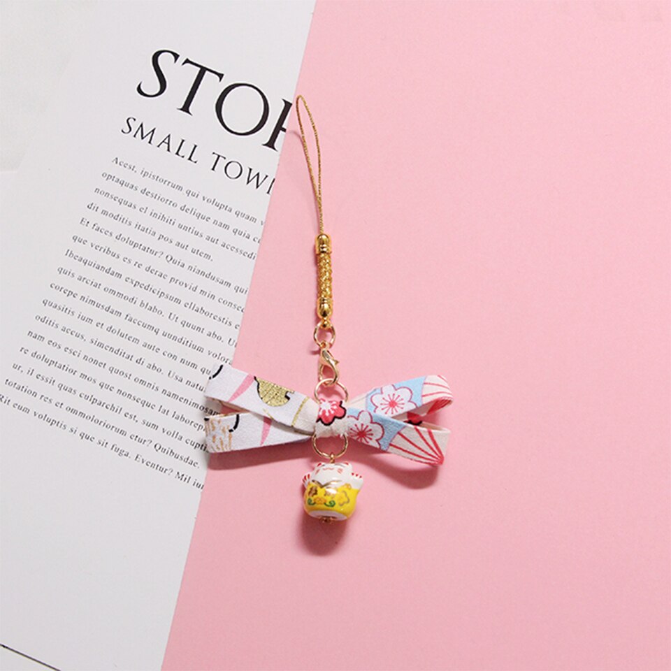 Beautiful Japanese Style Smart phone Strap Lanyards for iPhone Samsung Cherry Flower Decor Mobile Phone Strap Rope Phone Charm