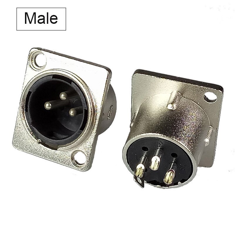 10pcs/lot XLR Connector 3 Pin Male / Female XLR Panel Mount Nickel Plated XLR Male Plug Jack Wire Connector