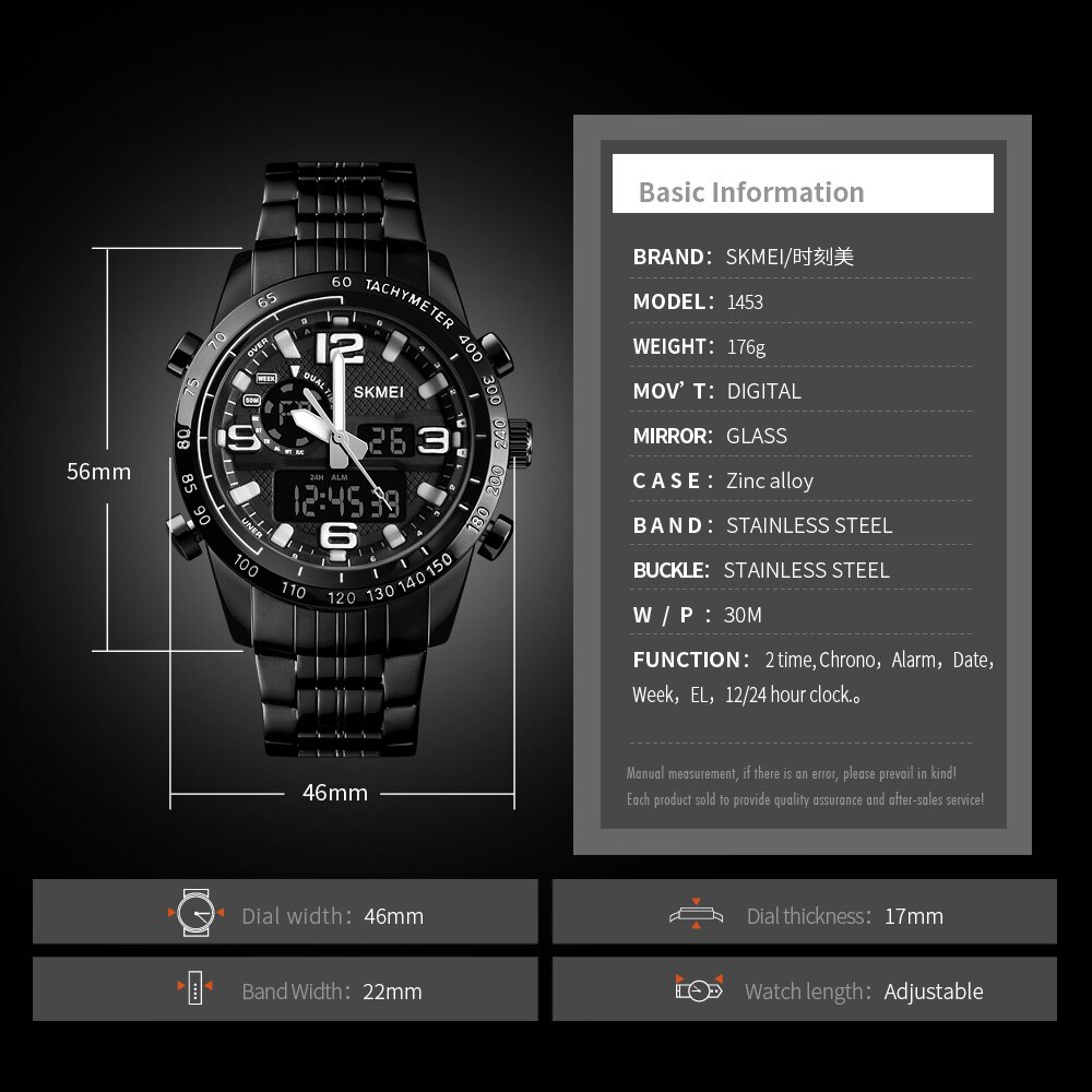 Rvs heren Digitale Horloge Top SKMEI Mannen Horloges Pointer en Digitale Horloge Chronograaf Wekker Horloge Mannen