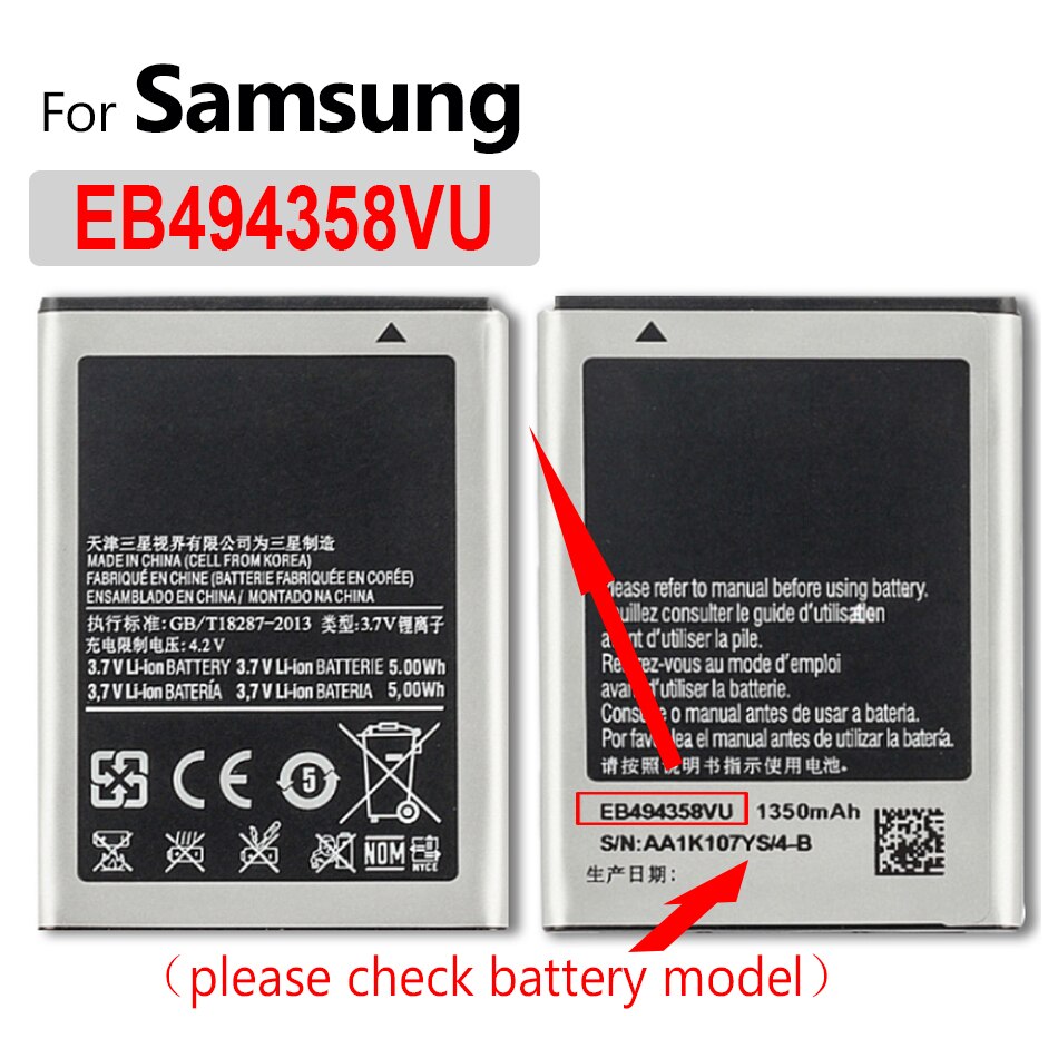 • Batteria EB-BJ120CBE per Samsung Galaxy mini GT S5570 S5250 S5330 S5750 S7230 T499 J120F J250F J260F G530H: EB494358VU