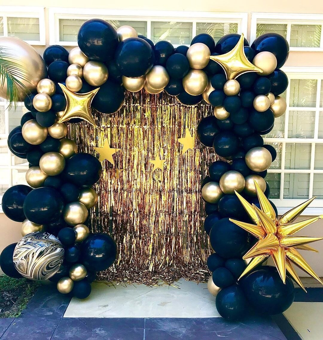 Gold Black Balloons Tower set 1-9 Black Number Foil Balloon for Men's 30 40 50 60 Happy Birthday Party Decorations DIY Crafts