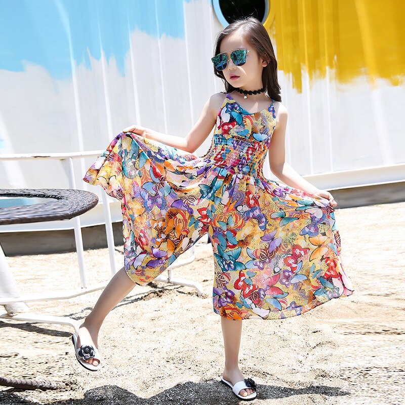 Summer Fashion Girls Cool pantaloni a gamba larga abito monopezzo 2021 nuovi gilet da spiaggia per bambini gonna nuovi vestiti stampati per bambini: 4T