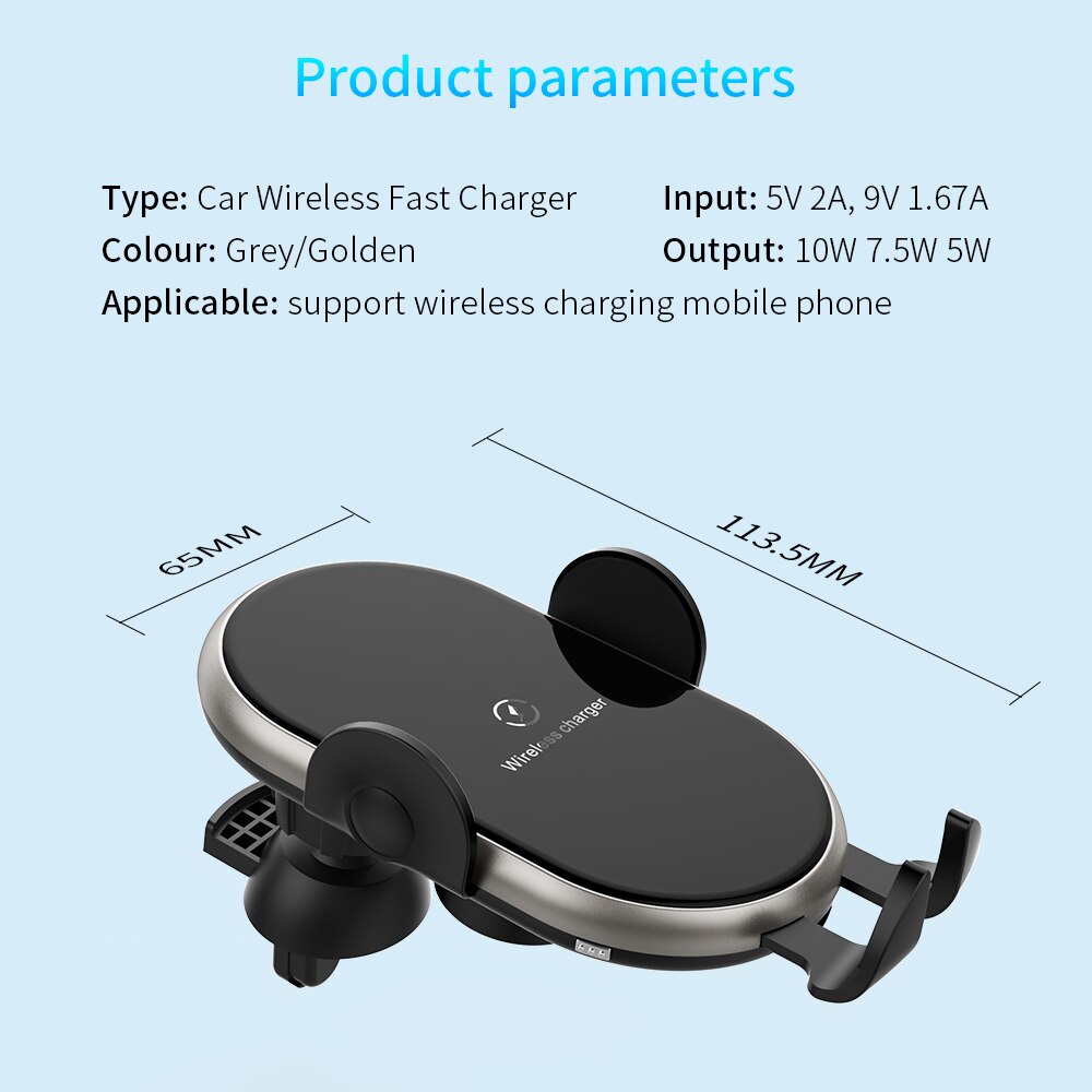 Ntonpower 10W Qi Wireless Car Charger Voor Telefoon Samsaung Snelle Draadloze Oplader Auto Telefoon Houder In Ontluchter En zuignap