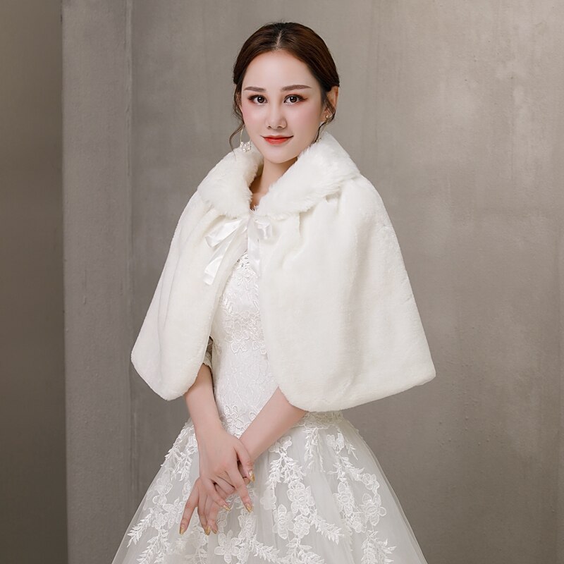Ivory Formal Party Evening Jackets Wraps Faux Fur cloaks shrug Wedding Capes Winter Women Bolero Wrap Shawls In